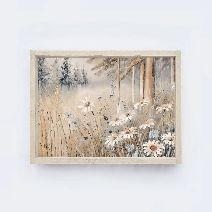 Wood Framed Vintage Art - Warm Wildflower