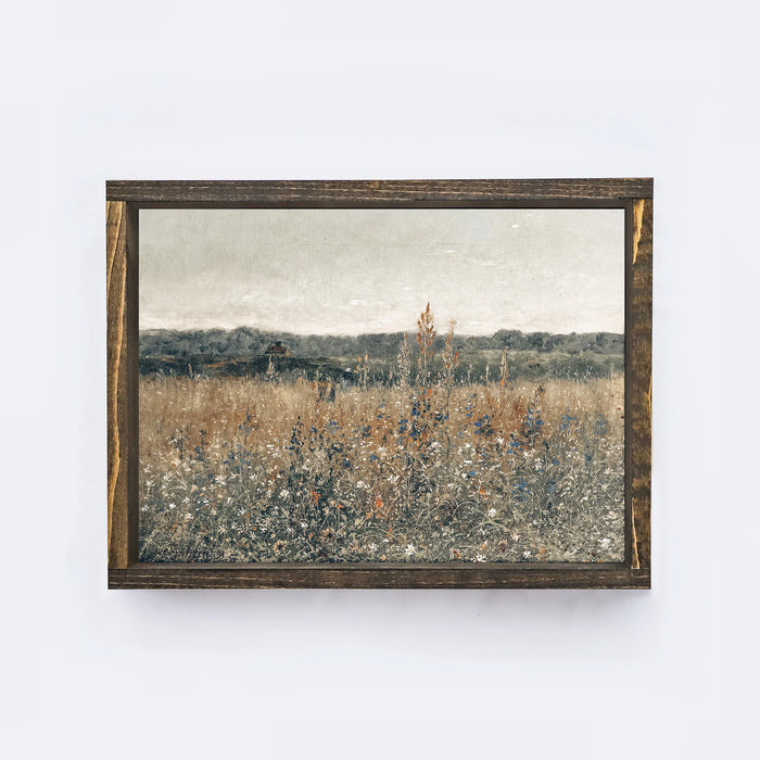 Wood Framed Vintage Art - Wildflowers