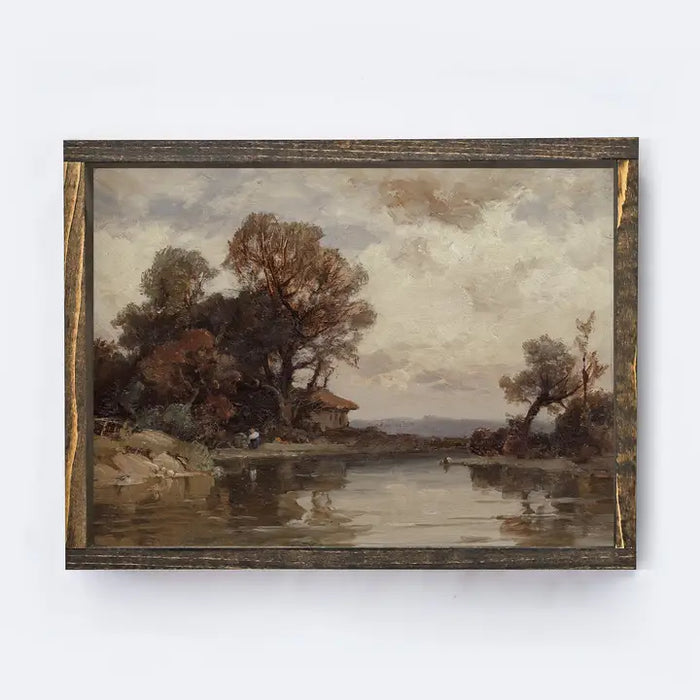 Wood Framed Vintage Art - Vintage Landscape Painting