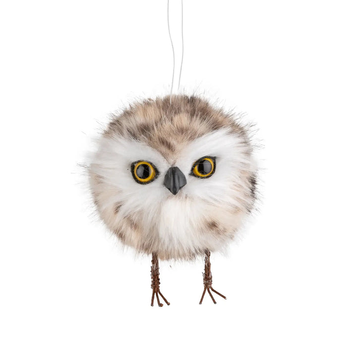 Faux Fur Spotted Owl Ornament