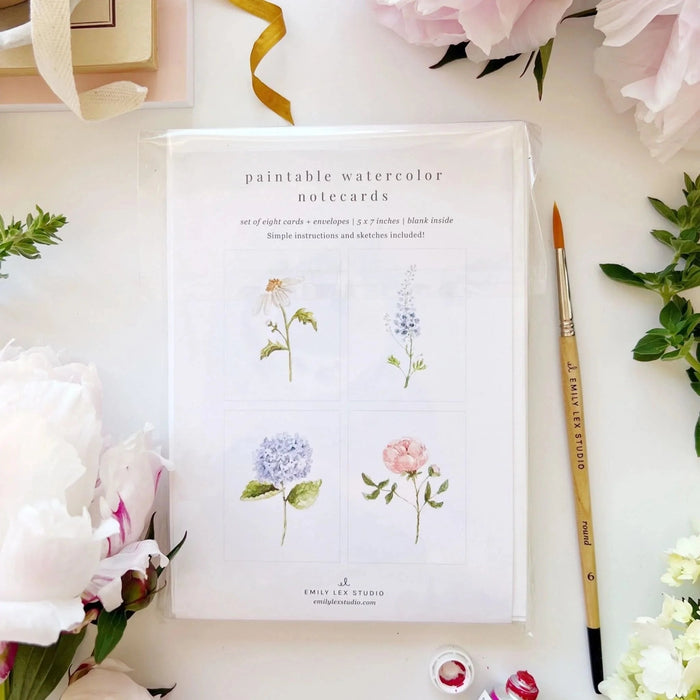 Paintable Watercolour Notecards - Flowers