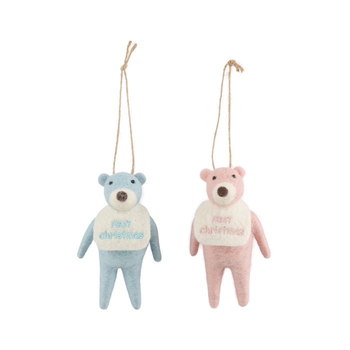 Felt Bear Baby 1st Christmas Ornaments