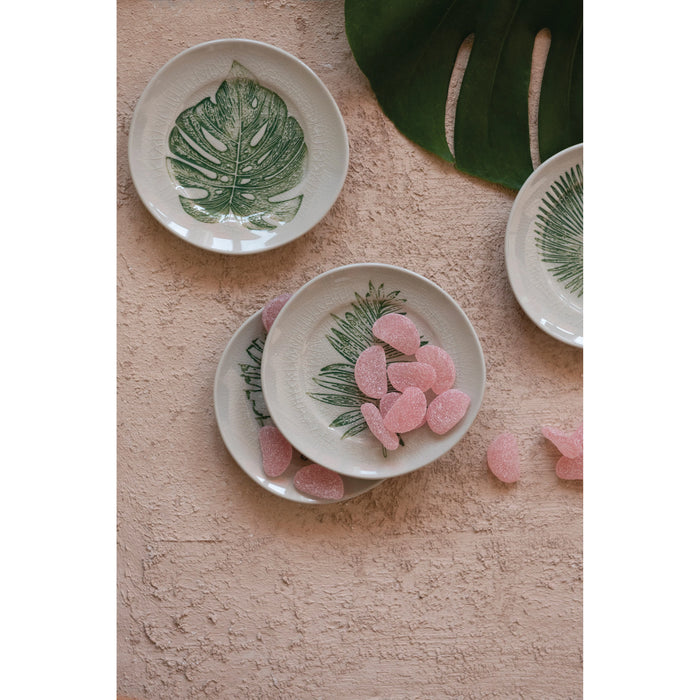 Debossed Leaf Stoneware Dish