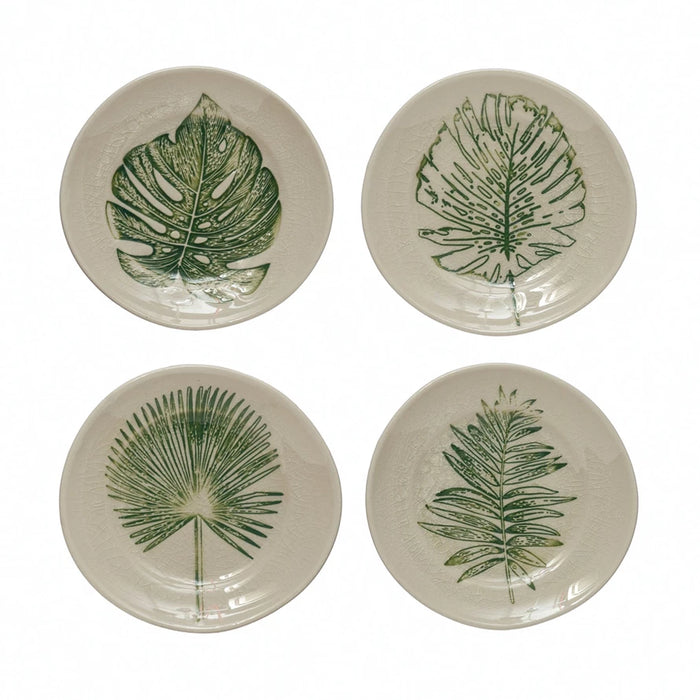 Debossed Leaf Stoneware Dish