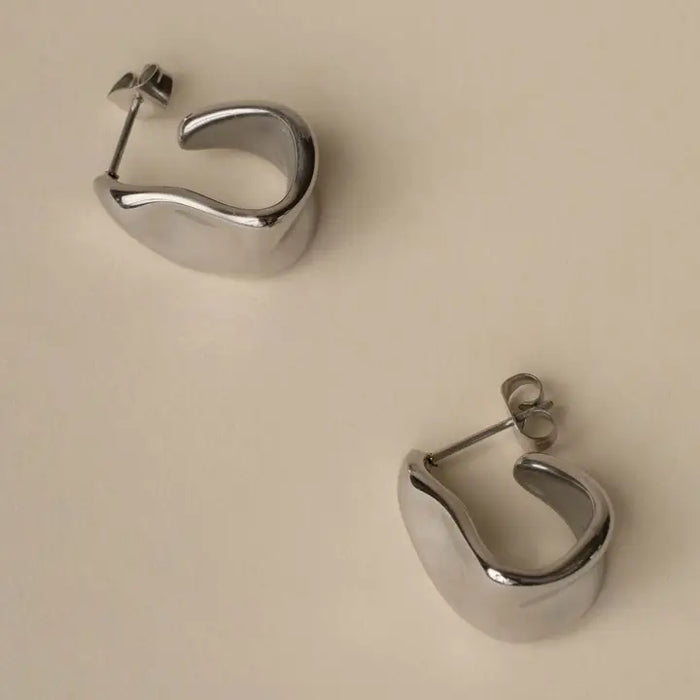 Silver Chunky Open Hoop Earrings