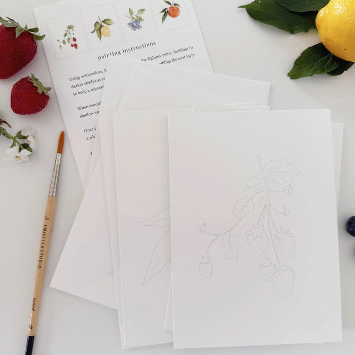 Paintable Watercolour Notecards - Fruit