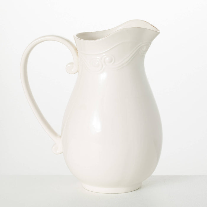 White Embossed Pitcher