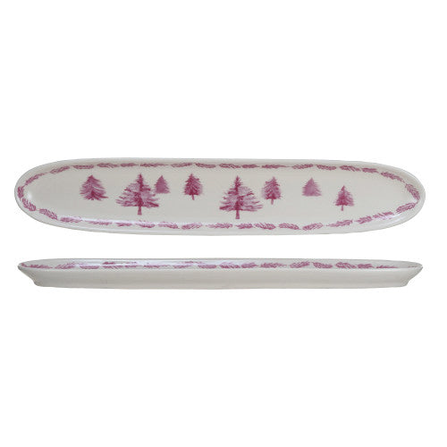 Stoneware Platter with Trees