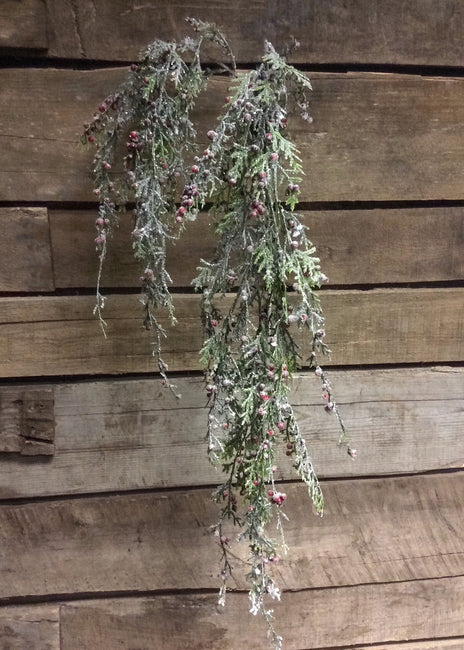45" Frosted Cedar Spray with Berries