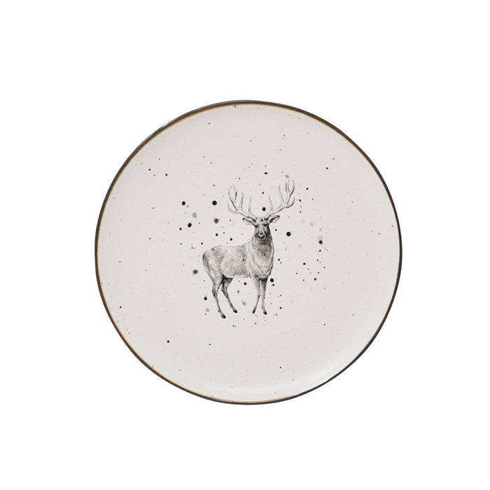 Stoneware Deer Design Plate and Bowl