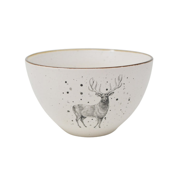 Stoneware Deer Design Plate and Bowl