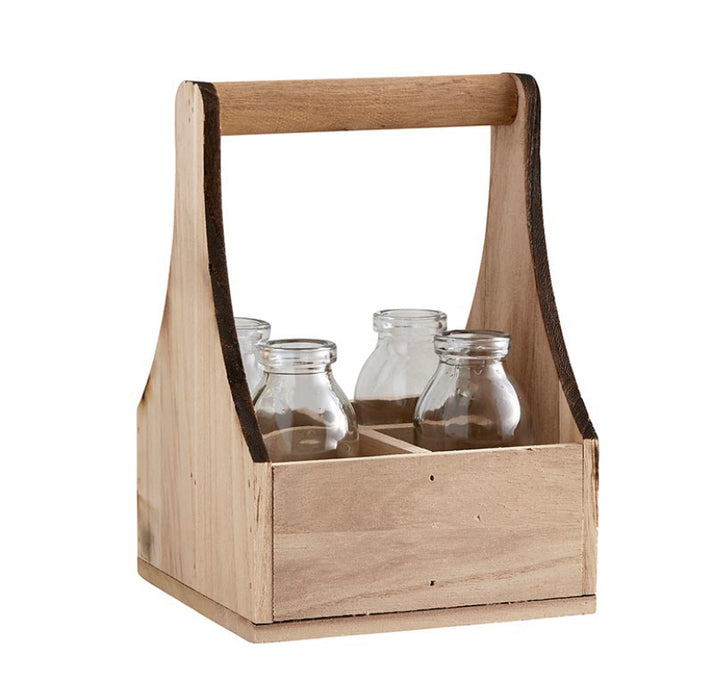 Wood Holder with Bottles - small