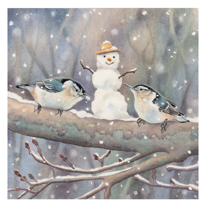Card Watercolour - Nuthatches Love Winter