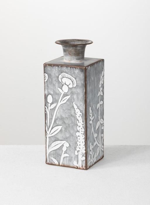 Flower Pattern Metal Vase