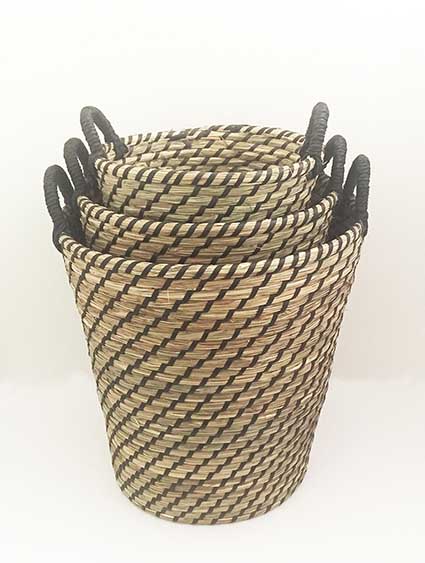 Black Tapered Seagrass Baskets