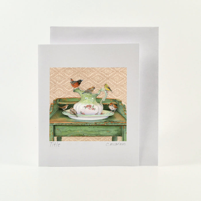 Card Watercolour - At The Wash Stand